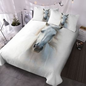 White Horse Bedding Set Horse Comforter Cover Set for Teen Boys Super Soft Construction Duvet Cover Set Bedroom Decor