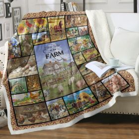 Farm Throw Blanket Cute Farm Animals Pig Cow Horse Sheep Goat Hen Decorative Blanket Life is Better Soft Warm Cozy Plush Throws Blankets