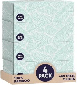 Bamboo Facial Tissues - 12 Boxes of Eco-Friendly, 3-Ply Hypoallergenic Tissues, 90 Sheets per Box, FSC Certified, Plastic-Free Packaging