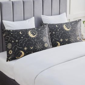 Satin Pillowcase for Hair and Skin Queen - Black Printed Silk Pillow Cases 2 Pack 20x30 inches - Satin Pillow Cases Set of 2 with Envelope Closur