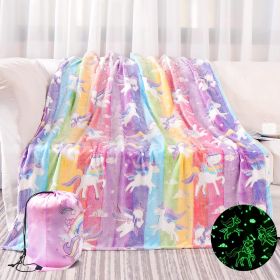 Glow in The Dark Blanket Unicorns Gifts for Girls, Soft Blanket 3 4 5 6 7 8 9 10 Year Old Girl Gifts