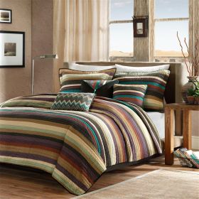 Reversible Quilt Set with Throw Pillows Multi Twin/Twin XL