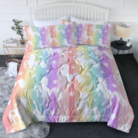 Comforter Set for Girls-3 Pieces Rainbow Unicorn Comforter Sets for Kids,1 Comforter,2 Shams (size: QUEEN)