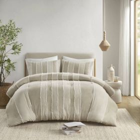 3 Piece Striped Cotton Comforter Set (Color: as Pic)