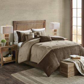 7 Piece Faux Suede Comforter Set (Color: as Pic)