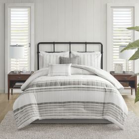 6 Piece Cotton Jacquard Oversized Comforter Set (Color: as Pic)